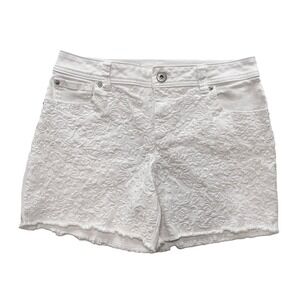 INC DENIM Embroidered High Rise Cut Off Jean Shorts • 8‎ Regular Fit • white